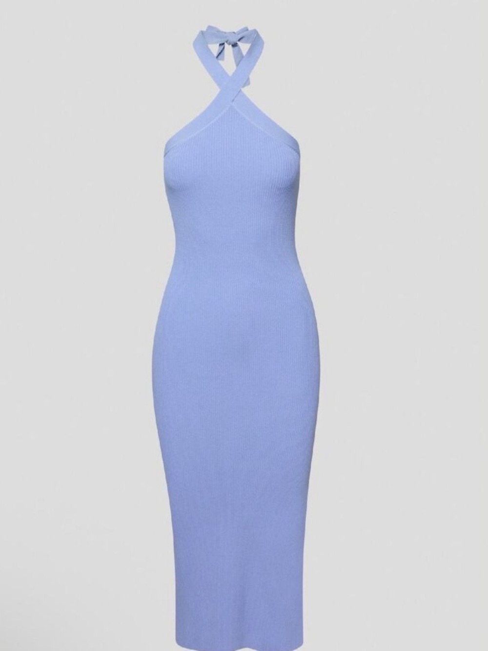 Wilfred ARITZIA Halter Ribbed Midi Dress in Periwinkle Blue